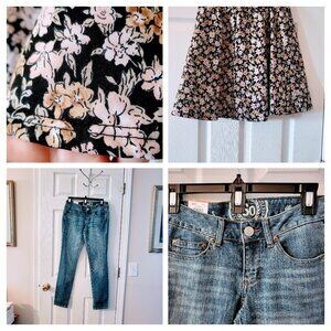 BEAUTIFUL 2-PIECE BUNDLE of BNWT Sz 5 Jeans/EUC Precious Floral Skirt-SO CUTE